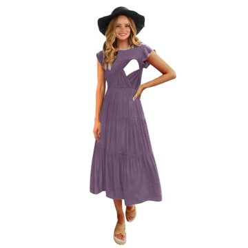 CzzzyL Women's Nursing Dress: Flowy, Flutter Sleeve, Plus Size Comfort