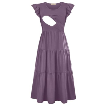 CzzzyL Nursing Dress Flowy Flutter Sleeve Plus Size Comfort