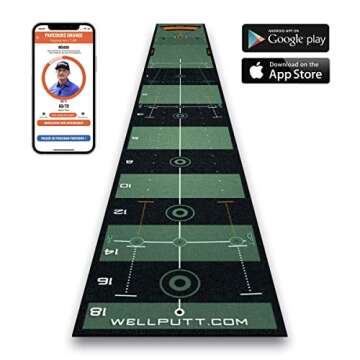 WELLPUTT - Golf Putting Training Mat - 13ft Green