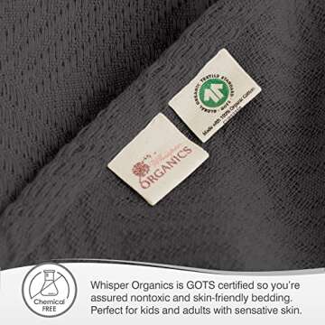 100% Organic Cotton Throw Blanket - Lightweight Organic Cotton Blanket Throw for Living Room Sofa Bedroom and Office Decor - 100% Cotton Elegant Diamond Woven Throw Blanket (60x80, Dark Gray)