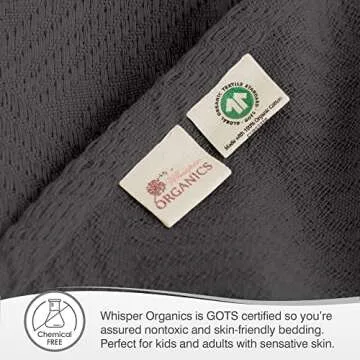 100% Organic Cotton Throw Blanket - Lightweight Organic Cotton Blanket Throw for Living Room Sofa Bedroom and Office Decor - 100% Cotton Elegant Diamond Woven Throw Blanket (60x80, Dark Gray)