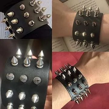 CSIYANJRY99 Puddin Choker Necklace Spike Rivets Bracelet Set,Punk Quinn Collar Wide Leather Wrap Bracelet Halloween Cosplay Accessiores for Women