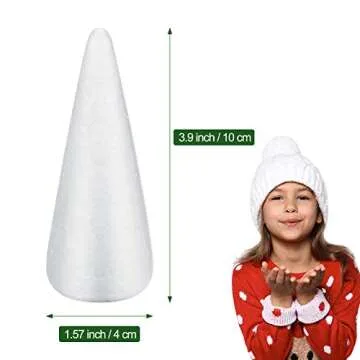 Skylety 16 Pieces Foam Cones for Crafts 1.57 x 3.9 inches Small Cone Shape Foam White Foam Cones for...