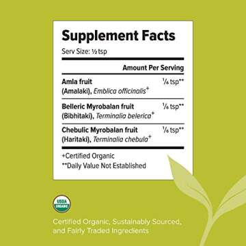 Banyan Botanicals Triphala Powder – Organic Formula of Amla, Haritaki & Bibhitaki – for Daily Detoxifying, Cleansing & Rejuvenation* – Maintains Regularity* – 1lb. – Non-GMO Sustainably Sourced