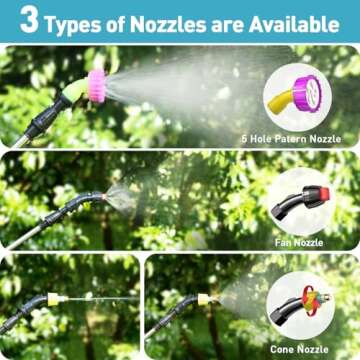 Battery Powered Sprayer 1.8 Gallon, Sprayers in Lawn and Garden - Telescopic Wand, 3 Nozzles, Electric Sprayer with USB Rechargeable Handle - Portable Water Yard Sprayer(B6-6L)