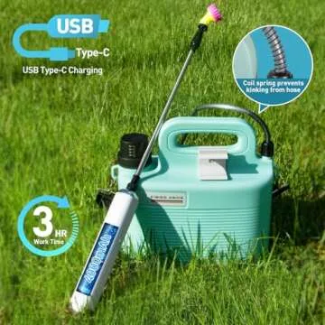 Battery Powered Sprayer 1.8 Gallon, Sprayers in Lawn and Garden - Telescopic Wand, 3 Nozzles, Electric Sprayer with USB Rechargeable Handle - Portable Water Yard Sprayer(B6-6L)