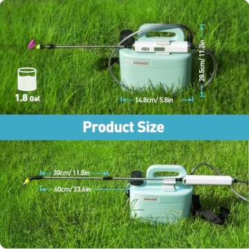 Battery Powered Sprayer 1.8 Gallon, Sprayers in Lawn and Garden - Telescopic Wand, 3 Nozzles, Electric Sprayer with USB Rechargeable Handle - Portable Water Yard Sprayer(B6-6L)