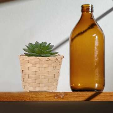 PRETYZOOM 6Pcs Mini Woven Bamboo Woodchip Storage Baskets Dollhouse Handled Mini Basket for Wedding ...