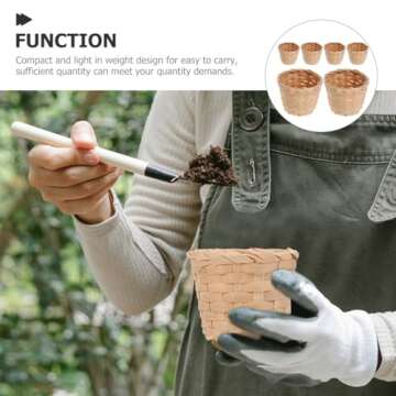 PRETYZOOM 6Pcs Mini Woven Bamboo Woodchip Storage Baskets Dollhouse Handled Mini Basket for Wedding Party Favors Crafts Decor