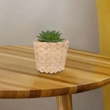 PRETYZOOM 6Pcs Mini Woven Bamboo Woodchip Storage Baskets Dollhouse Handled Mini Basket for Wedding Party Favors Crafts Decor