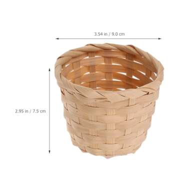 PRETYZOOM 6Pcs Mini Woven Bamboo Woodchip Storage Baskets Dollhouse Handled Mini Basket for Wedding Party Favors Crafts Decor