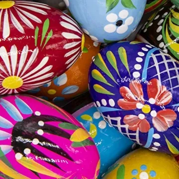 Colorful Hand-Painted Easter Eggs Set of 4 for Decor
