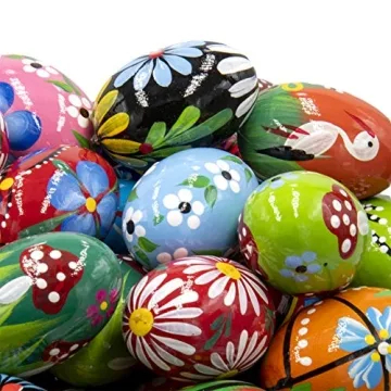 Colorful Hand-Painted Easter Eggs Set of 4 for Decor