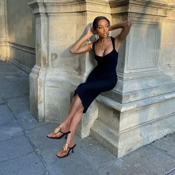 AMINUGAL Black Heeled Sandals Women Comfortable Summer Shoes