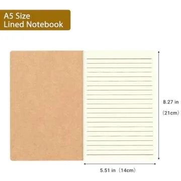 zmybcpack 12 Pack Journal Notebook Kraft Brown Cover Lined Notebooks for Travelers, Students, Office...