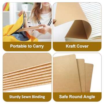 zmybcpack 12 Pack Journal Notebook Kraft Brown Cover Lined Notebooks for Travelers, Students, Office - Memo Diary Subject Notebooks Planner - A5 Size, 8.26”x5.5”, 60 Lined Pages/30 Sheets