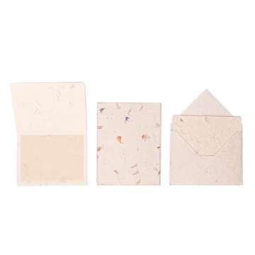 HIMALAYAN BAZAAR Lokta Paper Greeting Cards and Envelope Set - Ecofriendly Stationary Blank Note Cards | All Occasion Greeting Cards | Handmade in Nepal