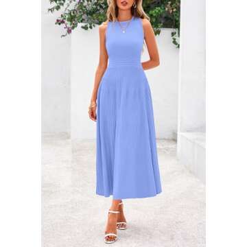 PRETTYGARDEN Stylish Midi Dress for Women Summer 2025