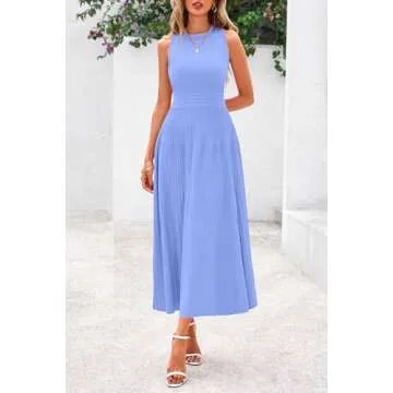 PRETTYGARDEN Stylish Midi Dress for Women Summer 2025
