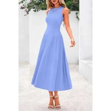 PRETTYGARDEN Stylish Midi Dress for Women Summer 2025