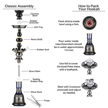 Hookah Set 4 Hose Shisha with Complete Accessories
