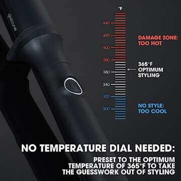 ghd Creative Curl Tapered Hair Curling Wand ― 1" Innovative Round Base to 0.9" Tip with Safer-for-...