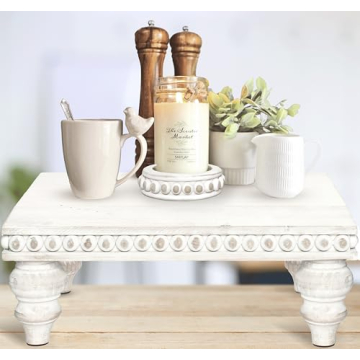 Stylish Wood Beaded Riser Set for Decor | Farmhouse Kitchen Pedestal Stand - 12x16