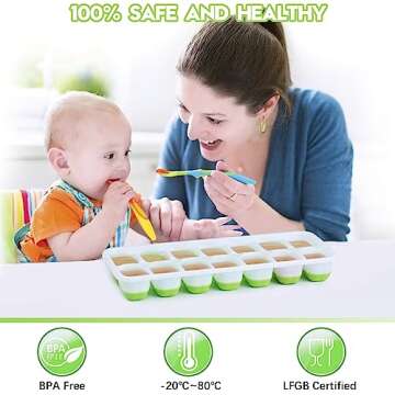 Silicone Ice Cube Tray, Jrisbo 4 Pack Easy-Release & Flexible 14-Ice Cube Trays with Spill-Resistant Removable Lid, Stackable Ice Trays with Covers for Freezer, Cocktail (Green)