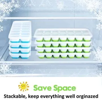 Jrisbo Silicone Ice Cube Trays - Easy Release & Stackable
