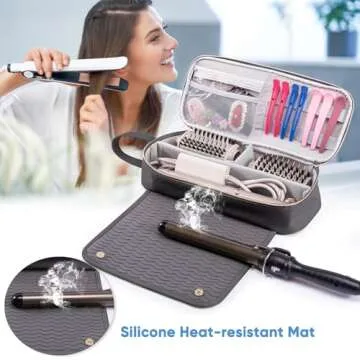 ELCUPA 2IN1 Hair Tools Travel Bag with Heat-Resistant Mat for Flat Irons, Straighteners, Curling Iro...