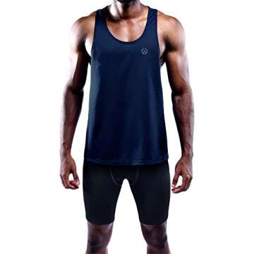 NELEUS Men's 3 Pack Dry Fit Muscle Tank Workout Gym Shirt,5031,Black,Navy,Grey,L,EU XL