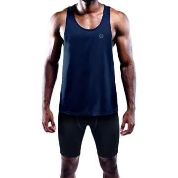 NELEUS Men's 3 Pack Dry Fit Muscle Tank Workout Gym Shirt,5031,Black,Navy,Grey,L,EU XL