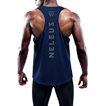 NELEUS Men's 3 Pack Dry Fit Muscle Tank Workout Gym Shirt,5031,Black,Navy,Grey,L,EU XL
