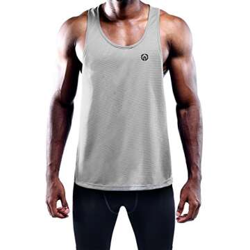 NELEUS Men's 3 Pack Dry Fit Muscle Tank Workout Gym Shirt,5031,Black,Navy,Grey,L,EU XL