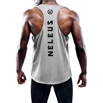 NELEUS Men's 3 Pack Dry Fit Muscle Tank Workout Gym Shirt,5031,Black,Navy,Grey,L,EU XL