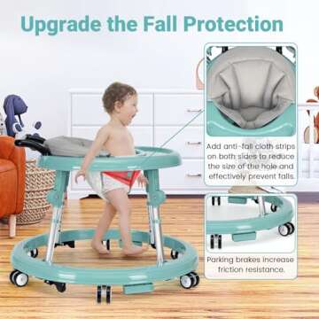 Wismind Baby Walker with 9 Adjustable Heights - Portable & Anti-Rollover