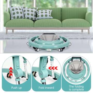 Wismind Foldable Baby Walker with 9 Adjustable Heights