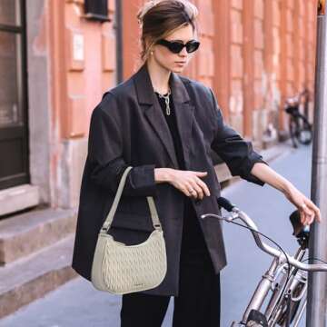 Missnine Shoulder Bag for Women, Quilted PU Leather Purses, Cute Small Clutch Stylish Hobo Purse Han...