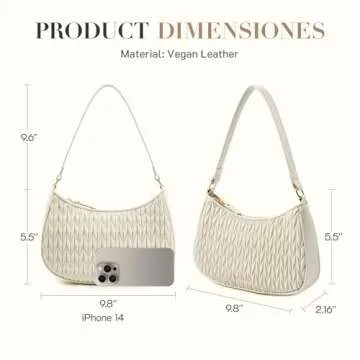 Missnine Shoulder Bag for Women, Quilted PU Leather Purses, Cute Small Clutch Stylish Hobo Purse Handbags with Zipper Closure, Beige