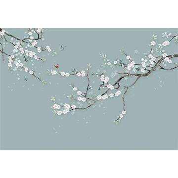 Pink Peach Blossom Flowers Wall Decals Watercolor Birds on Tree Branch Wall Stickers Removable DIY Floral Butterflies Wall Art Murals Home Decoration for Bedroom Living Room TV Background