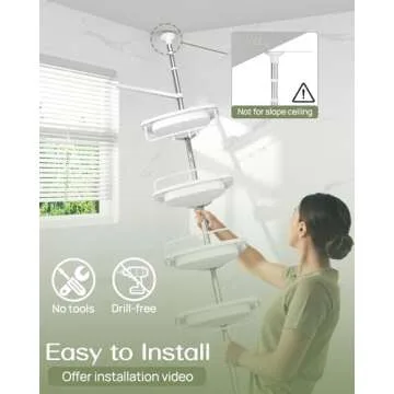 ALLZONE Rustproof Shower Caddy Corner for Bathroom, Tension Corner Shower Caddy Tension Pole, Solid Shower Organizer with 4 Adjustable Shower Shelves, Shower Rack Fit Heights 39 to 113 Inches,White