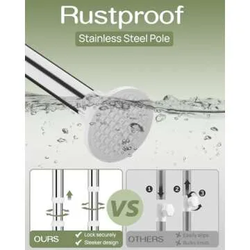 ALLZONE Rustproof Shower Caddy Corner for Bathroom, Tension Corner Shower Caddy Tension Pole, Solid Shower Organizer with 4 Adjustable Shower Shelves, Shower Rack Fit Heights 39 to 113 Inches,White