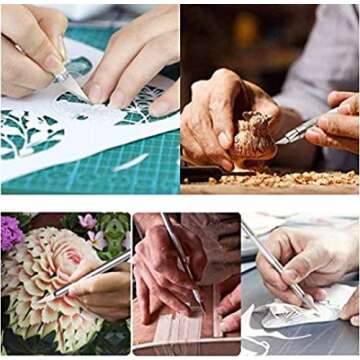 FLZOSPER 17-Piece Craft Knife Set，1 Piece Precision Pen Hobby Knife with 1 Piece Safety Cap and 15 Pieces Stainless Steel Art Utility Razor Blades Kit，for Cutting Carving Scrapbooking Art Creation