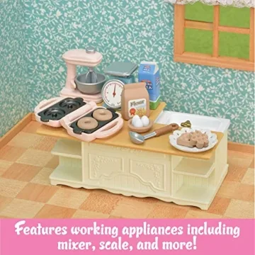 Calico Critters Kitchen Island Dollhouse Set Realistic Playset