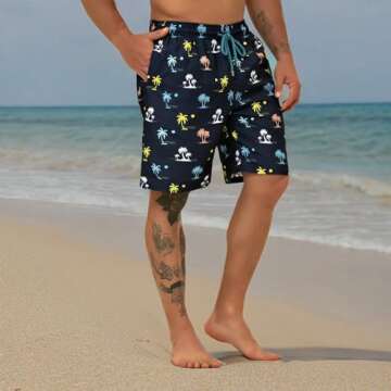KAILUA SURF Big and Tall Mens Swim Trunks, 9" Mens Designer Bathing Suit Boardshorts