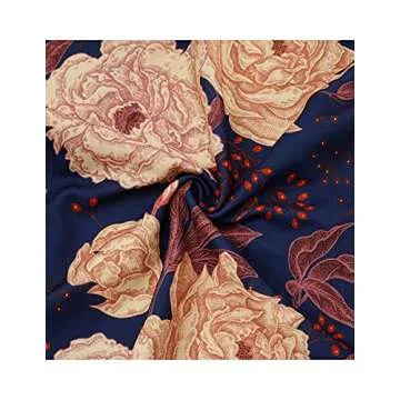 DRESSTELLS Cocktail Dress, Formal Wedding Guest Floral Dresses for Women, Modest Tea Party Prom Church Mother Bride Dress Navy Yellow Flower S