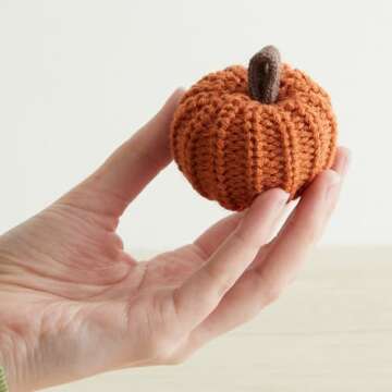 Mini knit pumpkins set of 5, hygge decor, cozy gifts for women, autumn bowl fillers fall farmhouse t...