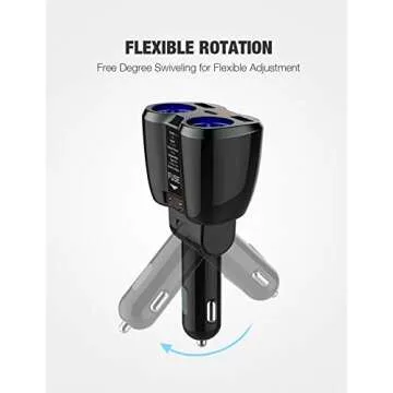 Otium USB C Car Charger, 2 Sockets Cigarette Lighter Splitter 12/24V 80W Dual USB Type-C Ports Separate Switch LED Voltage Display Built-in Replaceable 10A Fuse Compatible Mobile Phone GPS Dash Cam