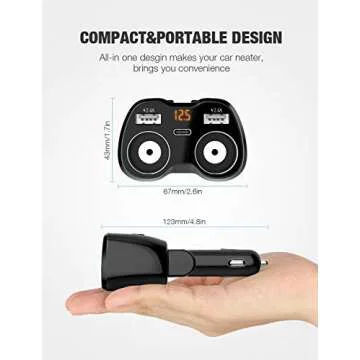 Otium USB C Car Charger, 2 Sockets Cigarette Lighter Splitter 12/24V 80W Dual USB Type-C Ports Separate Switch LED Voltage Display Built-in Replaceable 10A Fuse Compatible Mobile Phone GPS Dash Cam