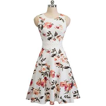 HOMEYEE Women's Sleeveless Cocktail A-Line Embroidery Casual Party Summer Wedding Guest Dress A079(6...